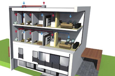 RECUPERADOR DE CALOR EN LA VIVIENDA En este sistema cada vivienda puede utilizar su propio recuperador de calor, para el ahorro energético del aire extraído, pudiendo