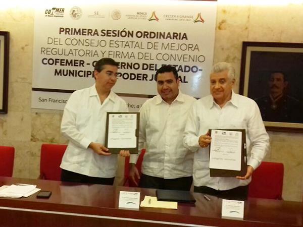 Firma de Convenio con el estado de Campeche, el Poder Judicial del estado y 11 municipios El día 13 de julio 2017 el Director General de la COFEMER, Mtro.