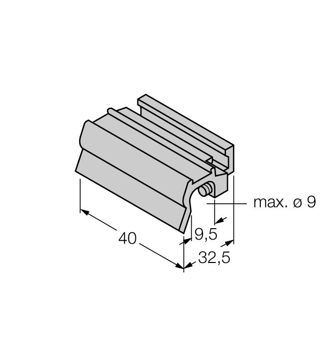 Accesorios Modelo N de identificación Dibujo acotado KLZ1-INT 6970410 Accesorios para el montaje del sensor BIM-INT y BIM-UNT en cilindros de tirantes; diámetro del cilindro: 32 40 mm; material: