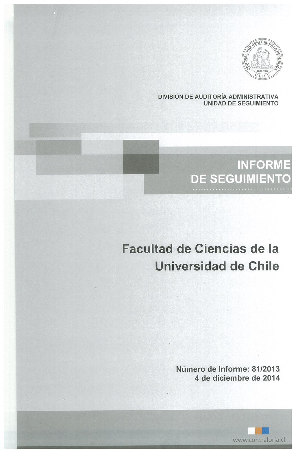 INFORME DE SEGUIMIENTO Facultad de Ciencias de la Universidad de Chile