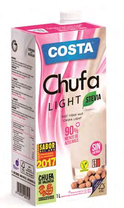 Bebida de Chufa Light Costa ECO Porque en la vida cuentan más los con que los sin. Light! Todo el sabor de la horchata Costa UHT de siempre, pero con menos azúcar.
