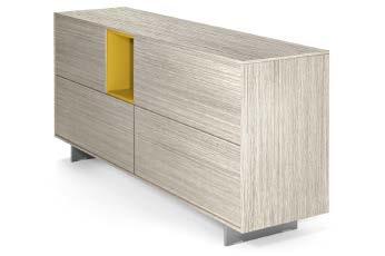 _The Sideboard s open element, Block 45, is available in azzurro nettuno and giallo miele: two absolutely current colors that further distinguish the office environment with contemporary and original