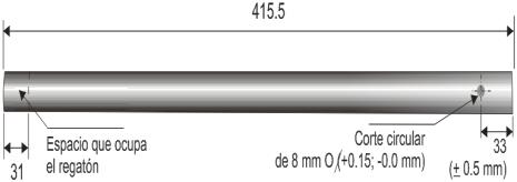 6 mm). Ubicación: 85 mm (+0.5 mm) del bore del tubo al primer plano de la ranura y al lado opuesto del corte circular. Cople Cople Pin botón 1000 Pin botón 690.