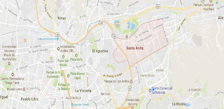 Lima Perú Fuente: Google Maps Distrito: Santa Anita - Zona