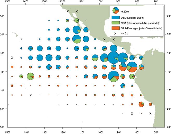 15 FIGURE A-1a. Average annual distributions of the purse-seine catches of yellowfin, by set type, 2010-2014.