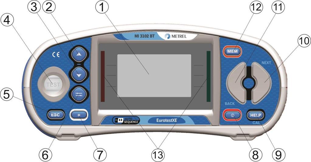 Descripción del dispositivo 3 Descripción del dispositivo 3.1 Panel frontal Leyenda: 1 2 Arriba 3 Abajo 4 TEST Figura 3.