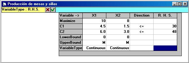 Formato de datos de entrada Formato matricial Max Z = 10 X1 +8X2 Restricciones: 4.