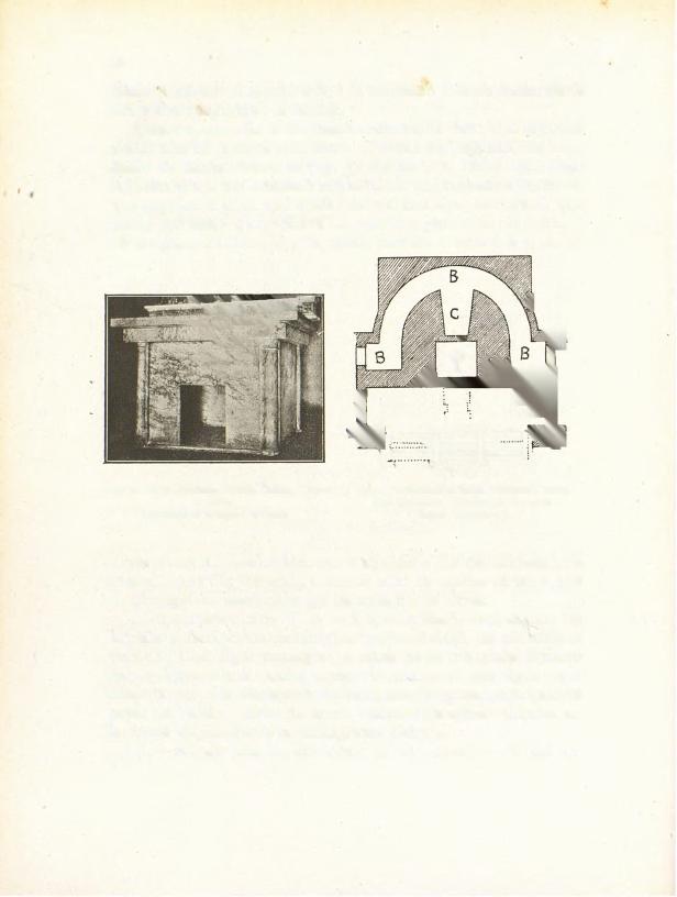 M 46 fessió A davant el sepulcre B, i la confessió C amb finestreta E entre el dit sepulcre i la mensa. Quart tipus.