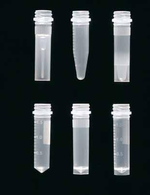 Microtubos a rosca 1 2 3 4 5 6 Tubos fabricados en polipropileno transparente. Aptos para ser usados en nitrógeno liquido, autoclave y procesos de ebullición.