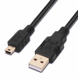 0 con conector tipo A macho en un extremo y mini USB tipo B 5 pines macho en el otro > Se utiliza principalmente para móviles y cámaras digitales Cable USB 2.