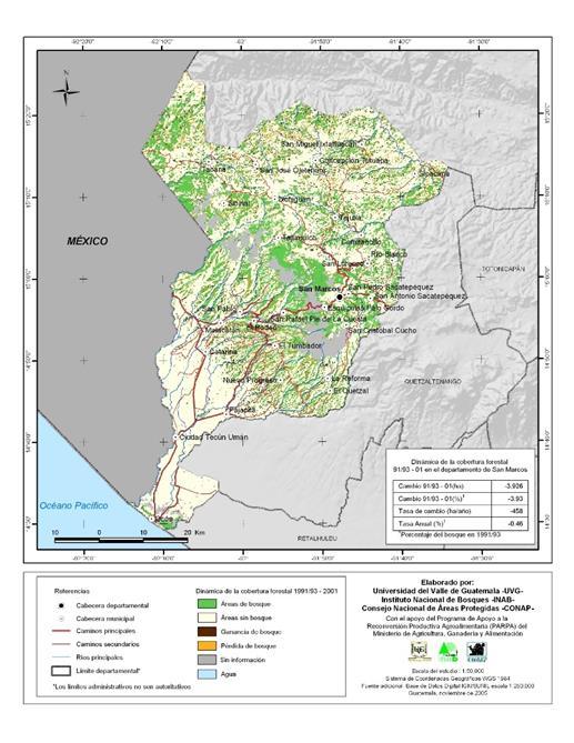 Figura 13. Mapa de cobertura forestal San Marcos 2006-2010.