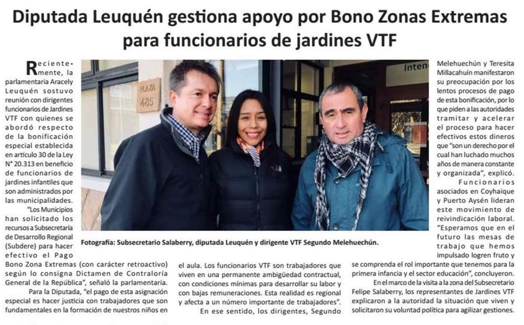 03-07- El Diario de Aysén 6 2 Diputada Leuquén gestiona apoyo por Bono