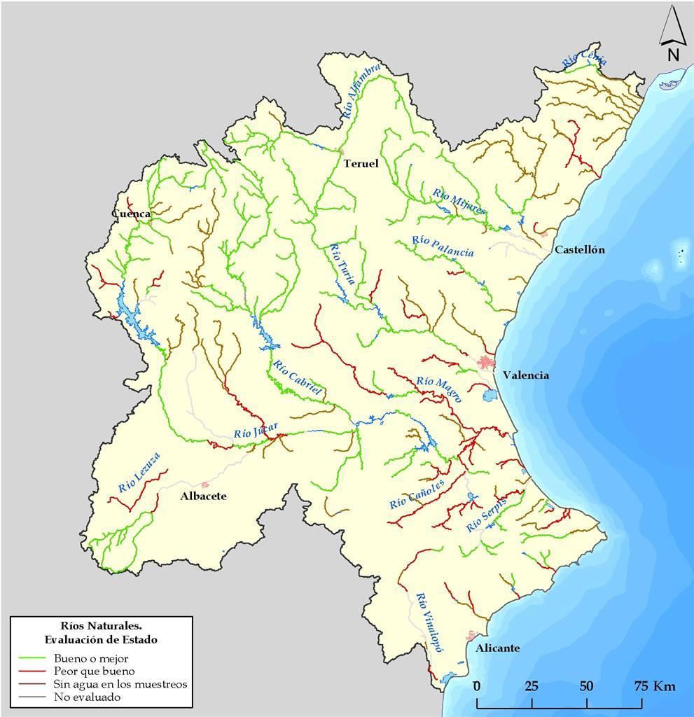 Lagos Figura 65: Resultado del estado en ríos naturales El análisis del estado ha sido realizado de forma global para lagos naturales y muy modificados, empleando los mismos valores de referencia