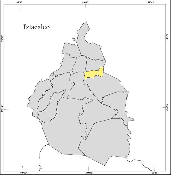II. Características Geográficas e Históricas La Delegación Iztacalco se localiza al oriente del Distrito Federal. Cuenta con una extensión territorial de aproximadamente 23.21 km 2.