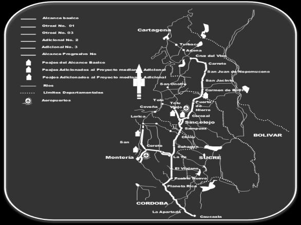 1 se muestra la localización del proyecto que se desarrolla entre los departamento de Córdoba, sucre y Bolívar. Figura No. 1.