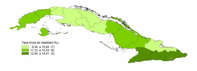 10 Cuba: Indicadores demográficos (Continuación) Diferencia 1514 2,52 0,06 2,46 122 643 125 064 2 421 Tasa de natalidad (Por mil habitantes) 10,9 11,1 0,2 Tasa global de fecundidad (Hijos por mujer)