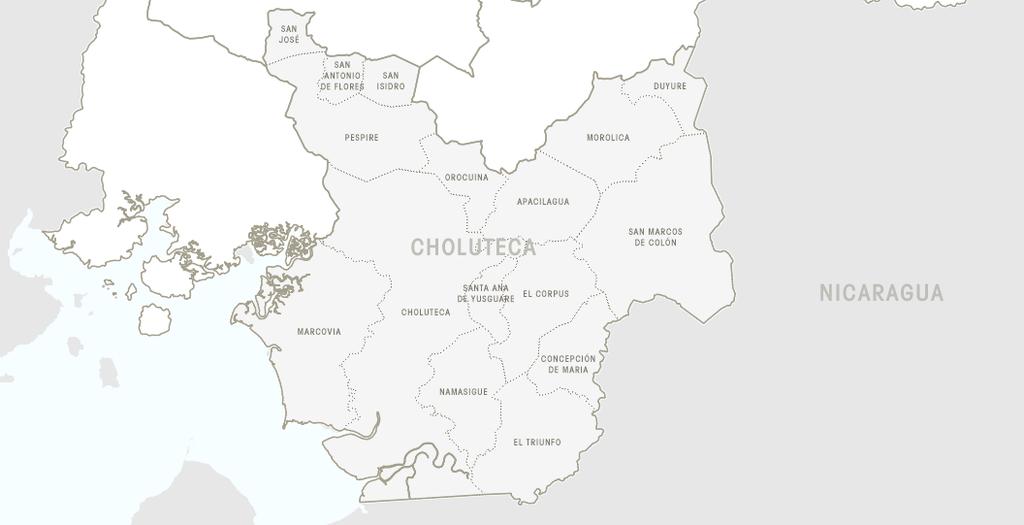 HONDURAS CHOLUTECA Presencia humanitaria y recursos disponibles por sector (Al 0 de junio 0) Choluteca COPECO (R) ADRA Alianza ACT Asonog 0 CARE Caritas CDH