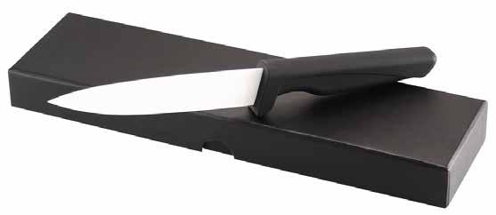 CÓD: W11 Cuchillo Cerámico. Presentación en estuche de cartón negro. Tamaño: Cuchillo 3.3 x 25 x 1.