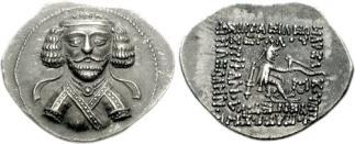 «It is possible that Phraates minted S35 drachms with his facing bust, generally regarded as the issue of an Unknown King, Sinatrukes, Darius, or Mithradates III, at this juncture in response to the