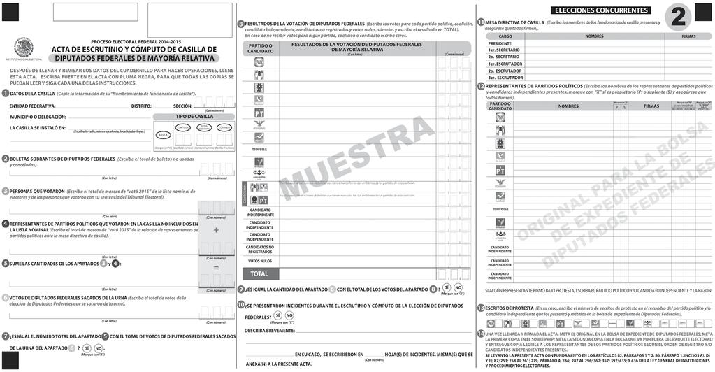 Proceso Electoral 2014-2015 Méico La Paz Calle Ignacio Zaragoza número 125, Col. Pino.