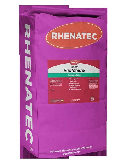 Rhenacret Gres Adhesivo contiene aditivos especiales que favorecen un anclaje eficiente tanto con revestimientos de alta como de baja porosidad.
