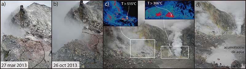 I_4 V.Turrialba: Otras observaciones El borde del Cráter Oeste presenta una erosión importante (Fig.