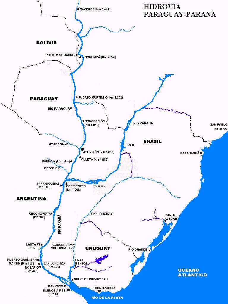 Hidrovía Paraná-Paraguay Actuales Calados Navegables Ruta barcacera Santa Fe aguas arriba: 6 a 10