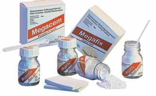 Cementos de ionómeros de vidrio Megacem Aqua-Set Megacem es un cemento de ionómeros vítreos paraempastes dentales, disponible o bien para la mezcla con agua.
