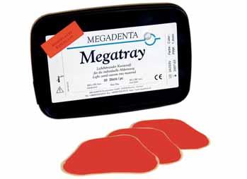 La fácil elaboración de Megatray y sus largos períodos de modelado y de manipulación facilitan una eficaz confección de cubetas individuales de impresión, tanto en laboratorios protésicos como en