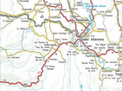 del Estado de México, con Ciudad Altamirano, Guerrero hacia el sur. Al llegar a esta última se va hacia el sur 5 km por la misma carretera Federal No. 134 hacia Coyuca de Catalán, se recorren 11 km.