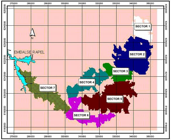 Es importante destacar que el sector Laguna San Vicente no está incluido dentro del modelo, su disponibilidad fue determinada desde un análisis de recarga en el informe técnico SDT 209, Octubre de