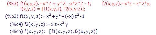 Ara definirem en wxmaxima les equacions, les funcions que defineixen cada una de les equacions i verifiquem que el punt indicat compleix el sistema: A continuació ens ocupem de la tercera condició en