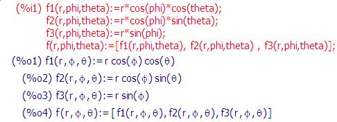 cosϕ cos θ, r cosϕ sin θ, r sin ϕ, ( r, ϕ, θ) W φ en la qual l aplicació π π