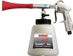 Pro accessories Accesorios profesionales Tornador by SONAX Compressed air powered pistol with suction container, which atomizes air as well as cleaning fluids and swirls them around under high