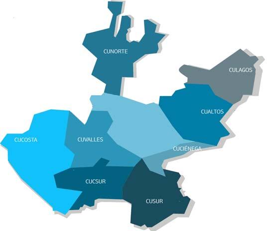 COPLADI con base en en la información del cuadro 1.2. Población escolar y cobertura geográfica de los CU regionales, ciclo 2006-2007 Cuadro 1.4 Mapa 1.