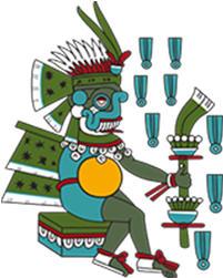 Tláloc Dios de la lluvia, casado con Chalchiuhtlicue, diosa del agua, a la que se solía representar con la imagen de una rana, y con la que tuvo muchos