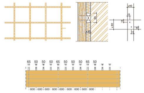 Opción : Estructura auxiliar de madera La estructura soporte del Sistema Cedral puede estar formada por rastreles verticales, de madera, fijados al muro mediante el Sistema de marco o mediante