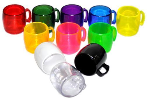 Tazas y Vasos Mini Mug E05T Material: Cristal. Color: Azul, Rojo, Verde Grama, Verde Manzana, Fucsia, Morado, Amarillo, Ocre, Trasparente, Blanco y Negro. Capacidad: 90 cc. Medidas: 6 cm de Alto.