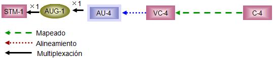 46 En la transmisión de esta tarjeta el canal de señal VC-4 es multiplexado en la señal STM-1 y enviado para que se le inserte el byte de cabecera.