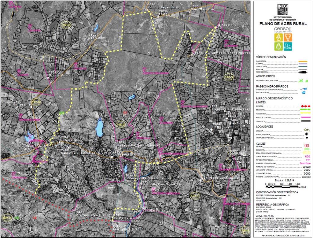 4.2.6 Plano de AGEB Rural con imagen de fondo Es un producto cartográfico que representa el espacio geográfico de un AGEB Rural.