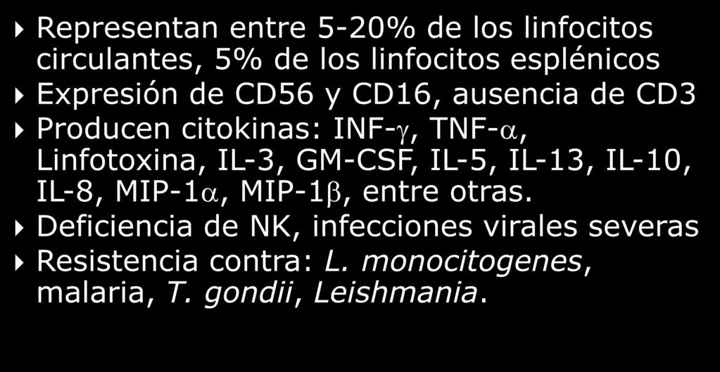 TNF-a, Linfotoxina, IL-3, GM-CSF, IL-5, IL-13, IL-10, IL-8, MIP-1a, MIP-1b, entre otras.