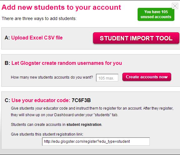 Cuentas de alumnos Opción A: se puede importar la lista de contactos del correo Opción B: se solicitan subcuentas para los