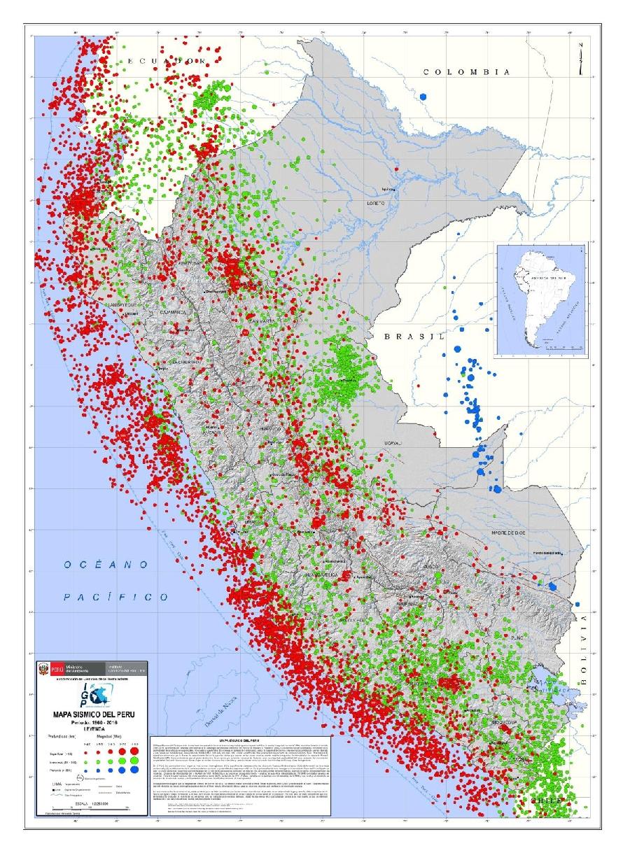 El Sismo de Lomas - Yauca del 14 de Enero, 2018, Arequipa Figura 1.- Mapa Sísmico del Perú para el periodo 1960 y 2016.