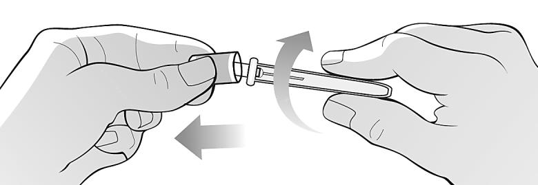 Paso 4: Coloque la aguja en la jeringa Agarre firmemente con ambas manos la aguja envasada.