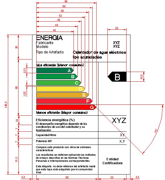 Figura I.2 Dimensiones referenciales de la Etiqueta de eficiencia energética para los calentadores de agua eléctricos de acumulación de uso doméstico. 2.3. Dimensiones de la etiqueta La Figura I.