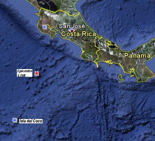 Pacífico Central La madrugada del 13 de agosto, 2009, se registró dos sismos, de moderada magnitud, ubicados a media distancia entre Cabo Blanco y La Isla del Coco, en un área que no es usual la