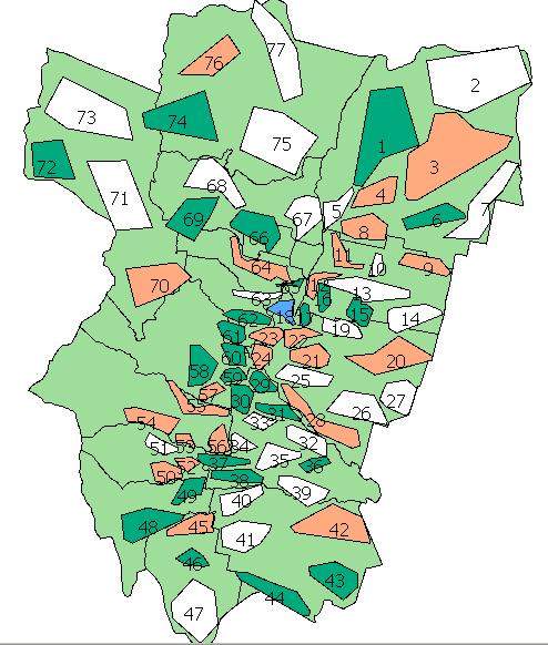 Mapa de Agrupamientos Rurales Coloreados Según Oferta Educativa Respecto Nivel