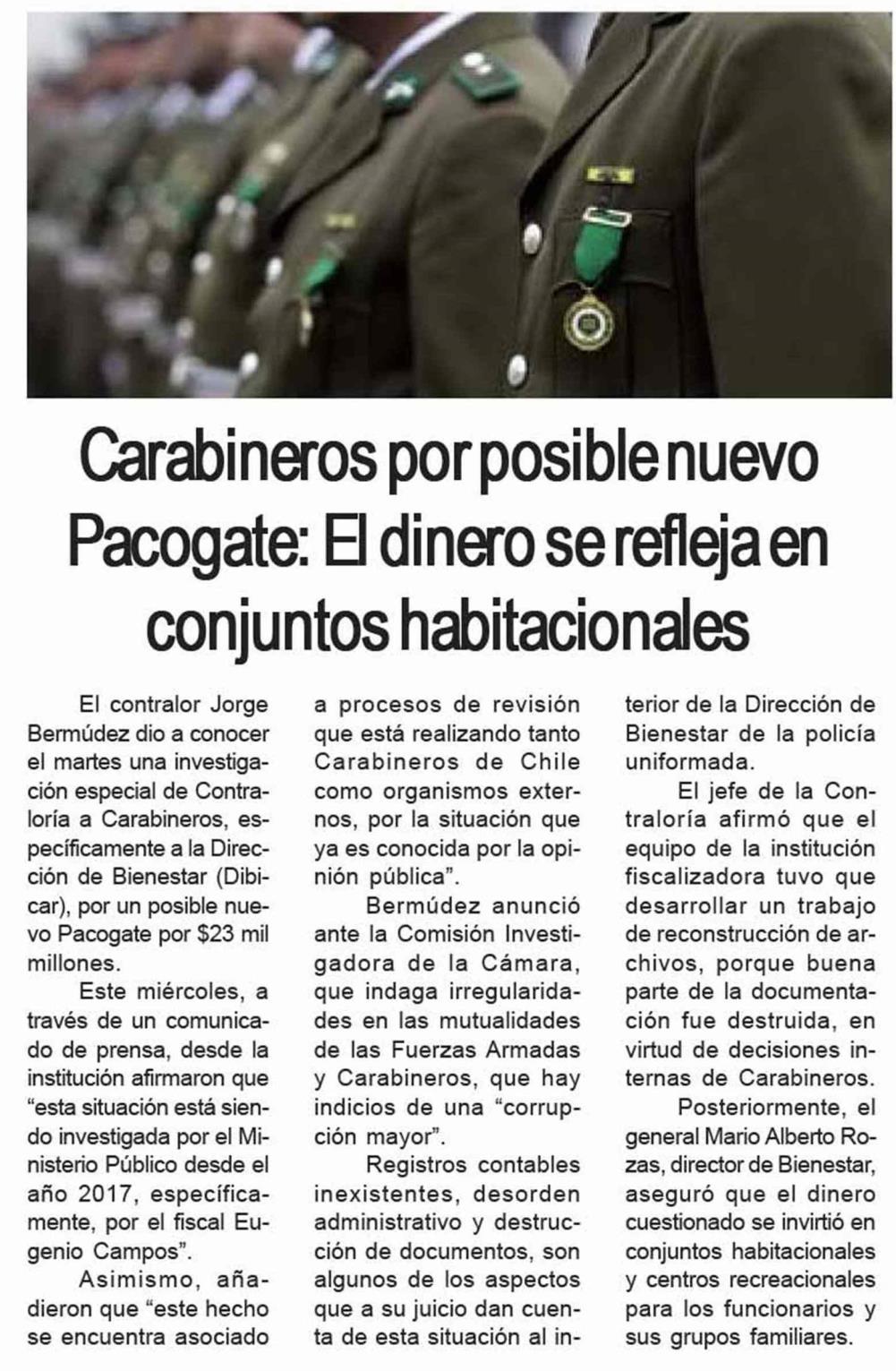 21-06- Diario la Región 3 5 Carabineros por posible nuevo Pacogate: