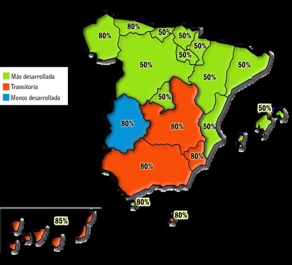 La Política de Cohesión de la UE Asignación a España 2014-2020: 36.451 M FEDER: 19.
