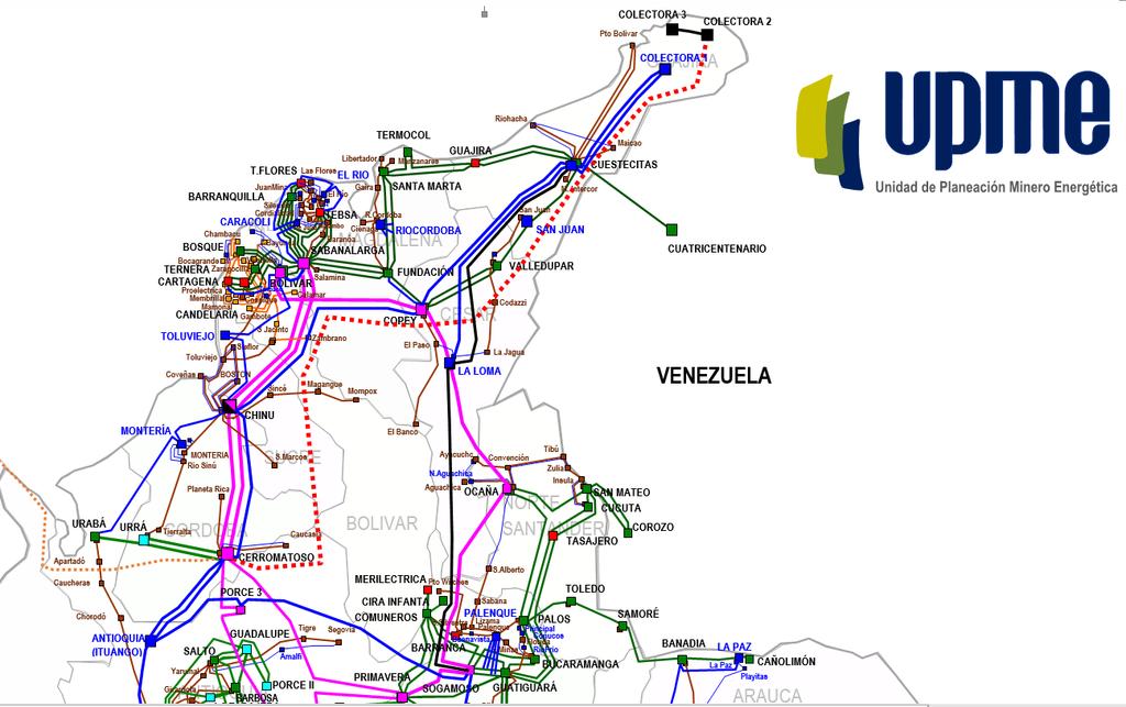 Infraestructura de transmisión renovables En ejecución: o Línea Copey Cuestecitas 5 kv. o Linea Colectora Cuestecitas La Loma 5 kv.